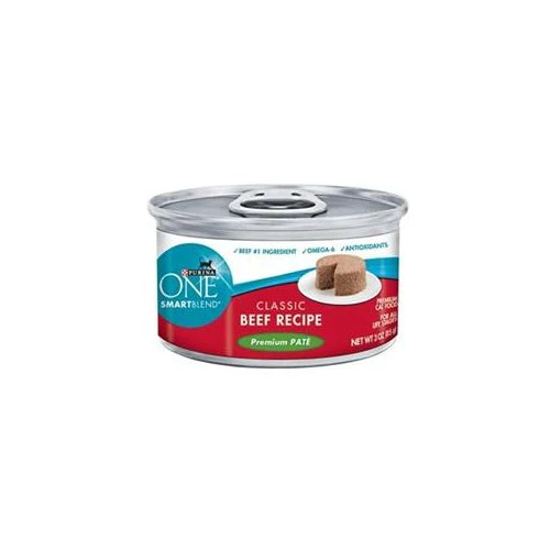 Purina ONE Natural, High Protein, Grain Free Pate Wet Cat Food, Beef Recipe, 3 oz. Pull-Top Can - Image 1