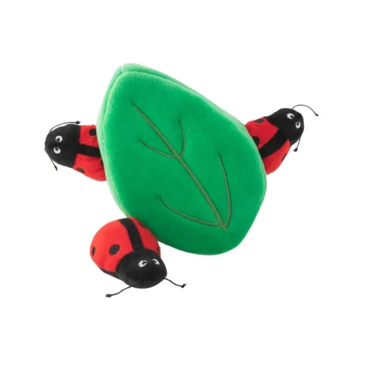 Zippypaws Plush Dog Toy Burrow Ladybugs In Leaf Red/Green Medium - Image 1