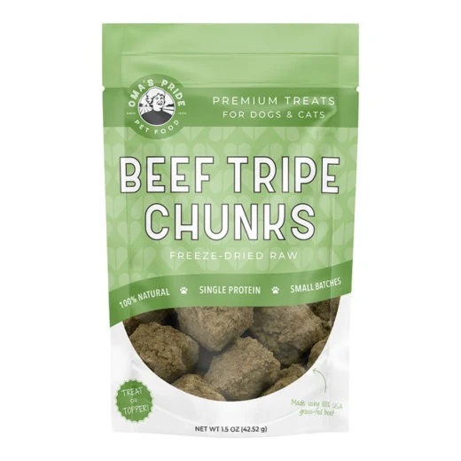 Oma’s Pride Dog Freeze-Dried Beef Tripe Chunks 1.5oz