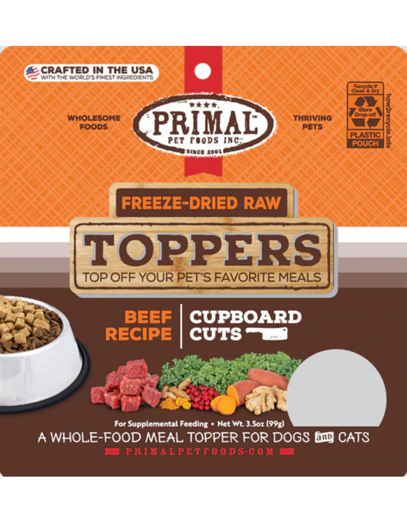 Primal Cupboard Cuts Freeze Dried Raw Dog Food Topper Beef, 3.5 oz - Dog & Cat Food Topper and Meal Mixer - Image 1