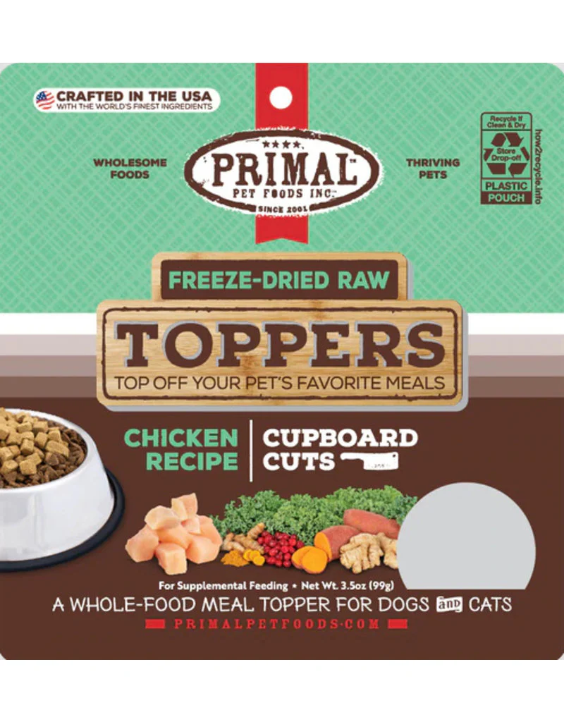 Primal Cupboard Cuts Freeze Dried Raw Dog Food Topper Chicken, 3.5 oz Grain Free Meal Mixer for Dogs & Cat Food Topper - Image 1
