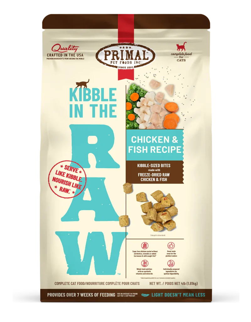 Primal Kibble In The Raw | Feline Chicken & Fish 4 lb - Image 1