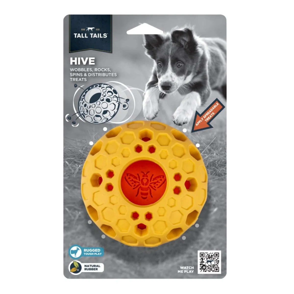 Tall Tails 5 in. Natural Rubber Bee Hive Dog Toy - Image 1