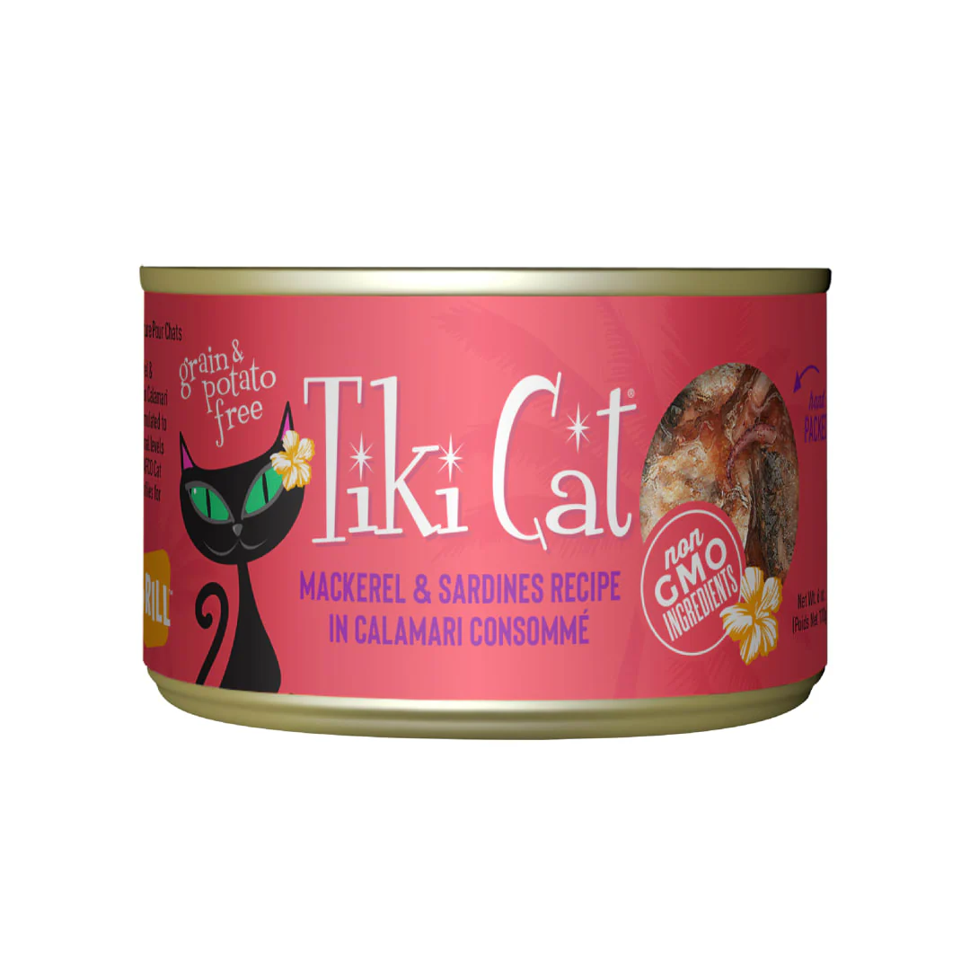 Tiki Cat Grill Wet Cat Food, Mackerel & Sardines, 6oz Can - Image 1