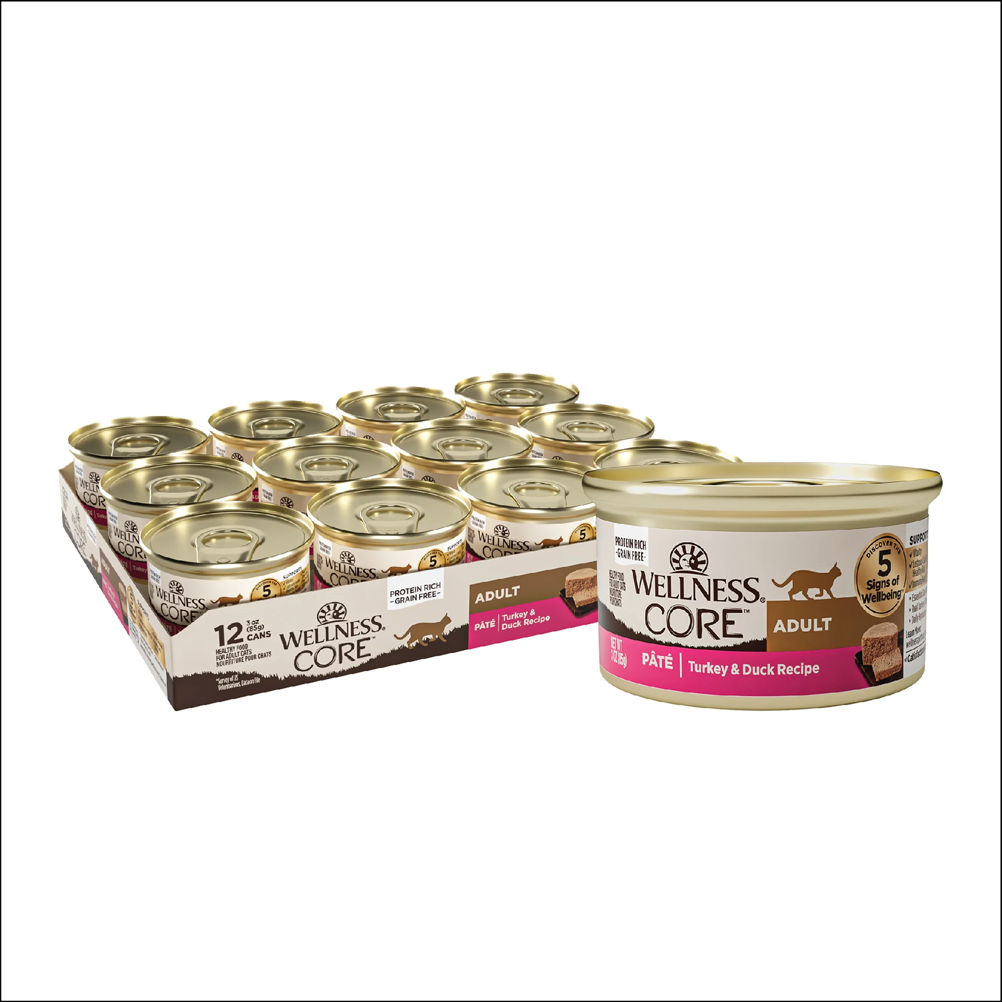 Wellness CORE Grain Free Canned Cat Food Turkey & Duck Pate 3ozs - Image 1