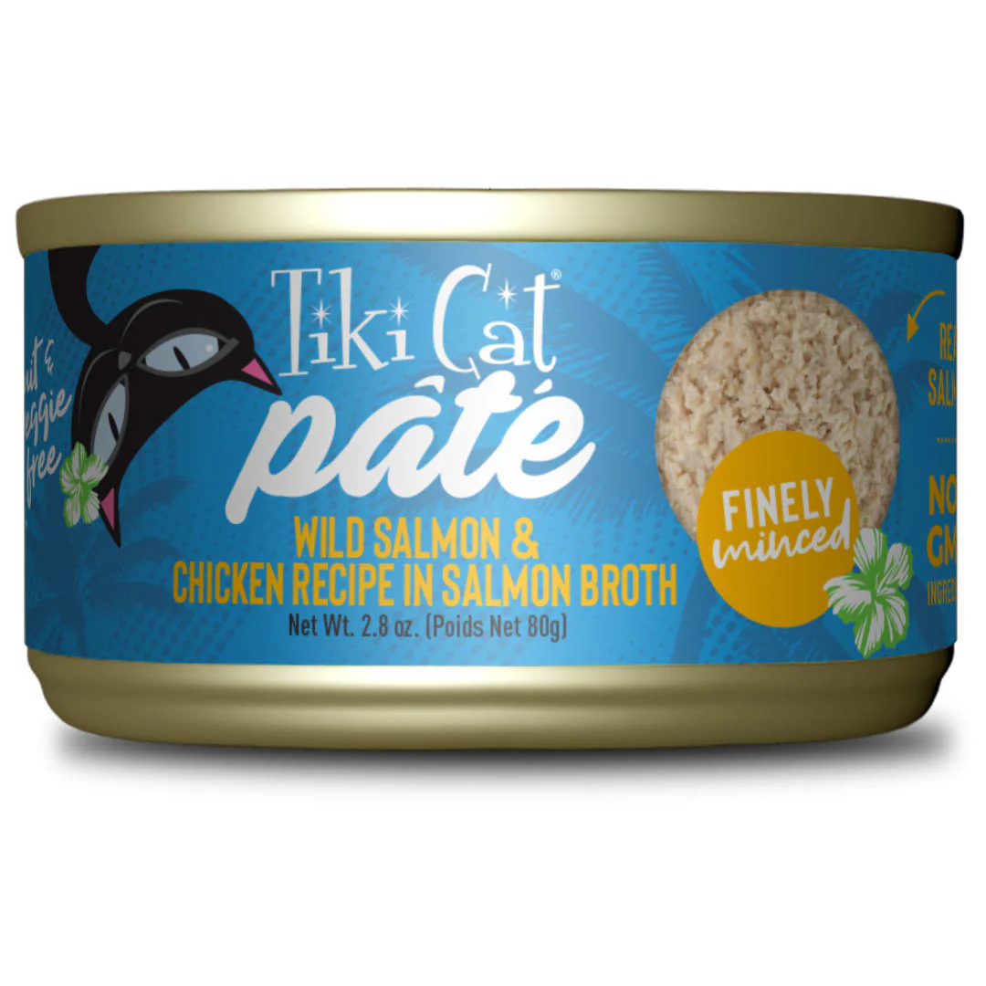 Tiki Cat Luau Pâté Wet Cat Food, Salmon & Chicken, 2.8 oz. Can - Image 1
