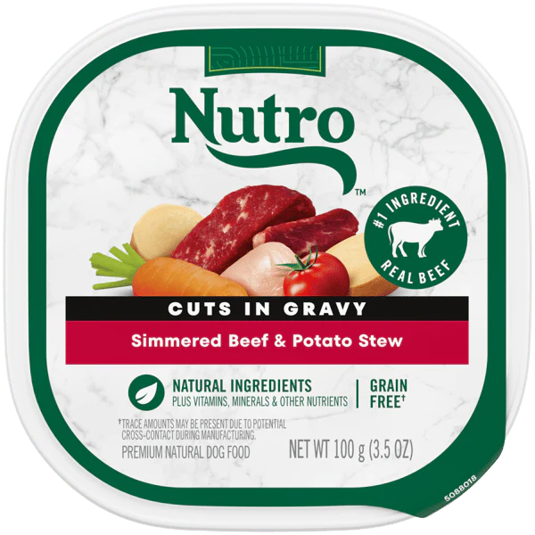 Nutro Wet Dog Food Cuts in Gravy Simmered Beef & Potato Stew  3.5oz cup - Image 1