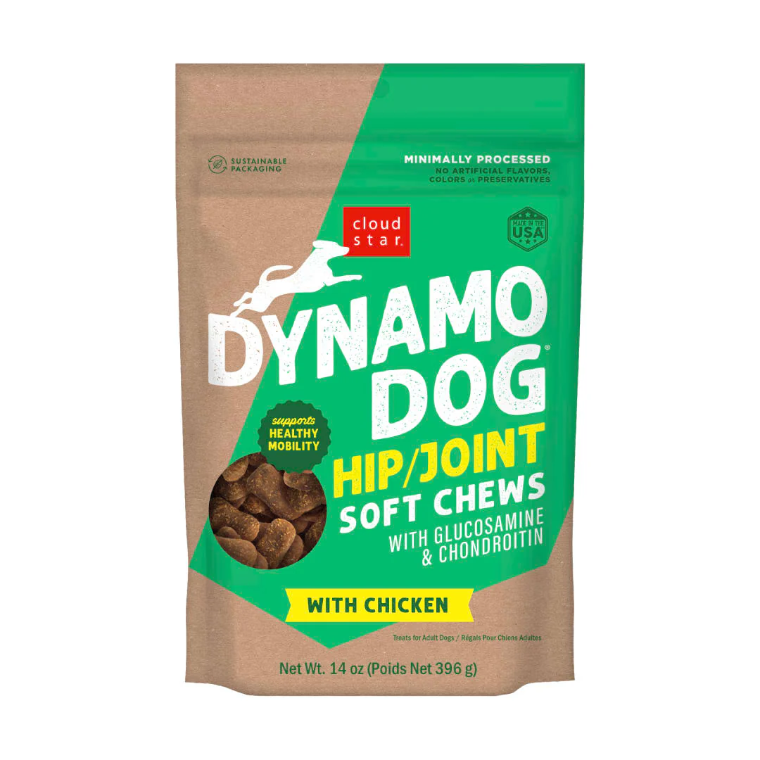 Cloud Star Dynamo Dog Hip & Joint Soft Chews Grain Free Dog Treats, Chicken, 14 oz. Pouch - Image 1