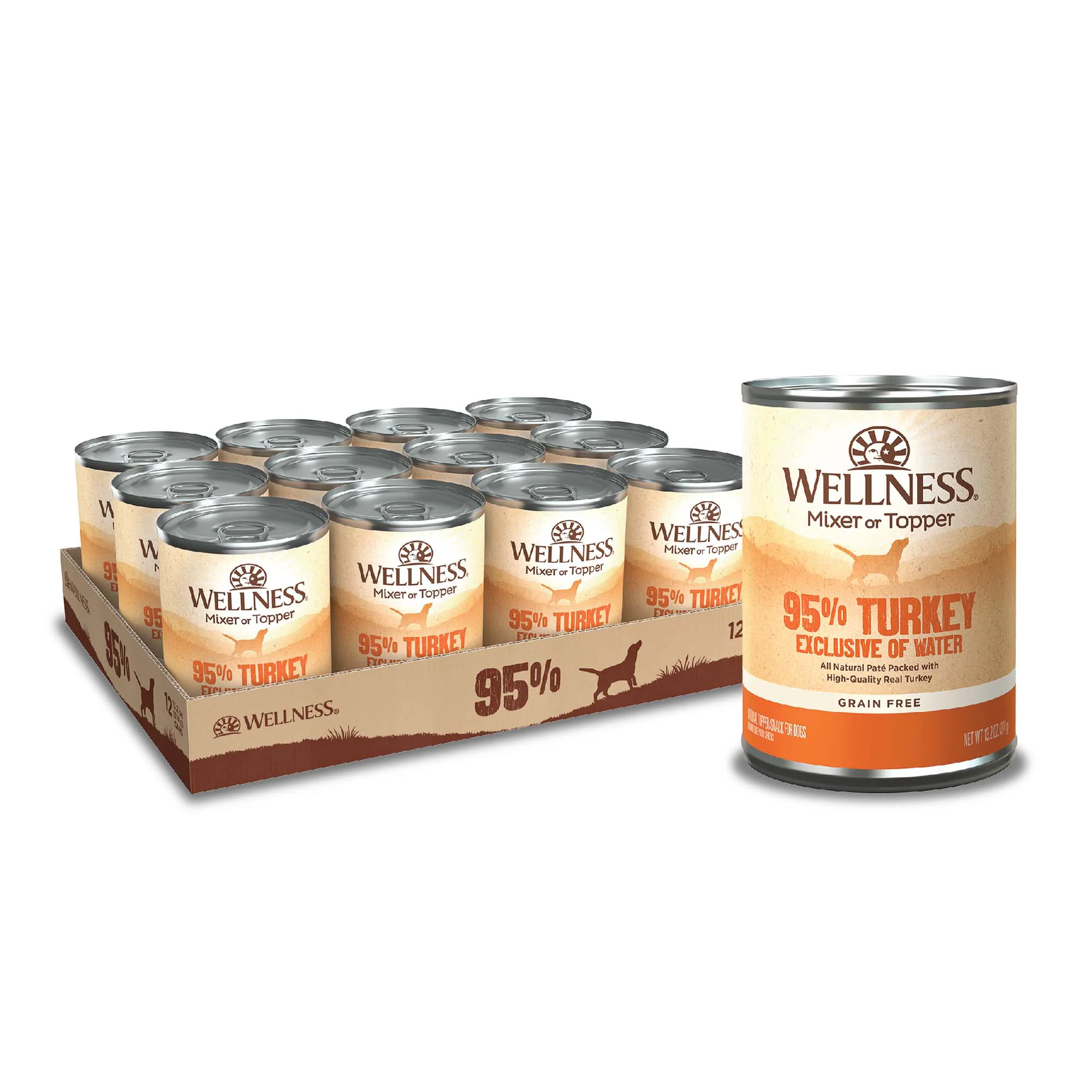 Wellness 95% Turkey Natural Wet Grain Free Canned Dog Food 13.2oz Can - Image 1