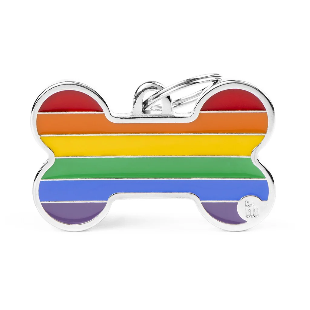 My Family ID Rainbow XL Bone ID Tag - Image 1