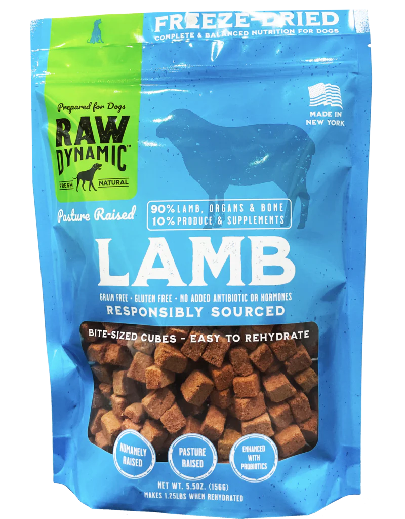 Raw Dynamic Freeze Dried Dog Food Pasture Raised Lamb Cubes 5.5 oz - Image 1