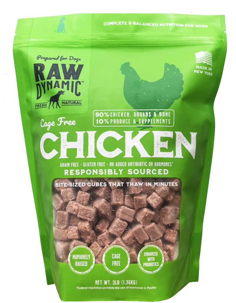 Raw Dynamic Frozen Raw Dog Food Cage Free Chicken Cubes 3 lb - Image 1