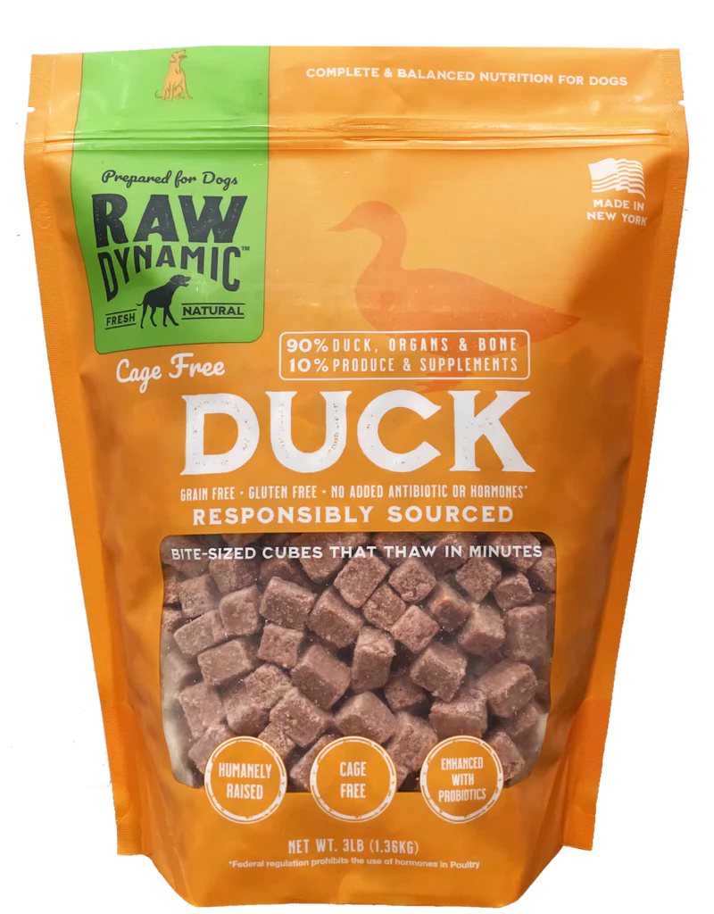 Raw Dynamic Frozen Raw Dog Food Cage Free Duck Cubes 3 lb - Image 1