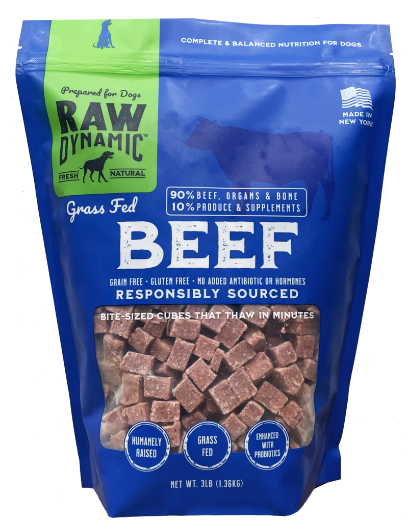 Raw Dynamic Frozen Raw Dog Food Free Range Beef Cubes 3 lb - Image 1