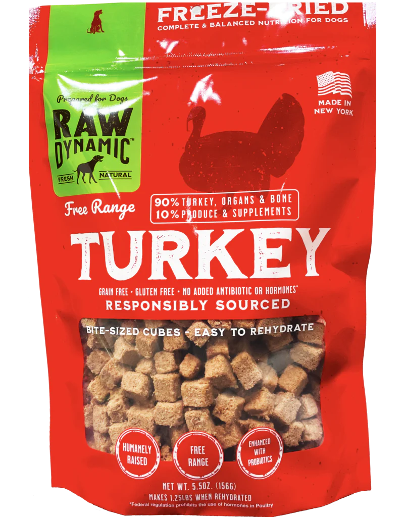 Raw Dynamic Frozen Raw Dog Food Free Range Turkey Cubes 3 lb - Image 1