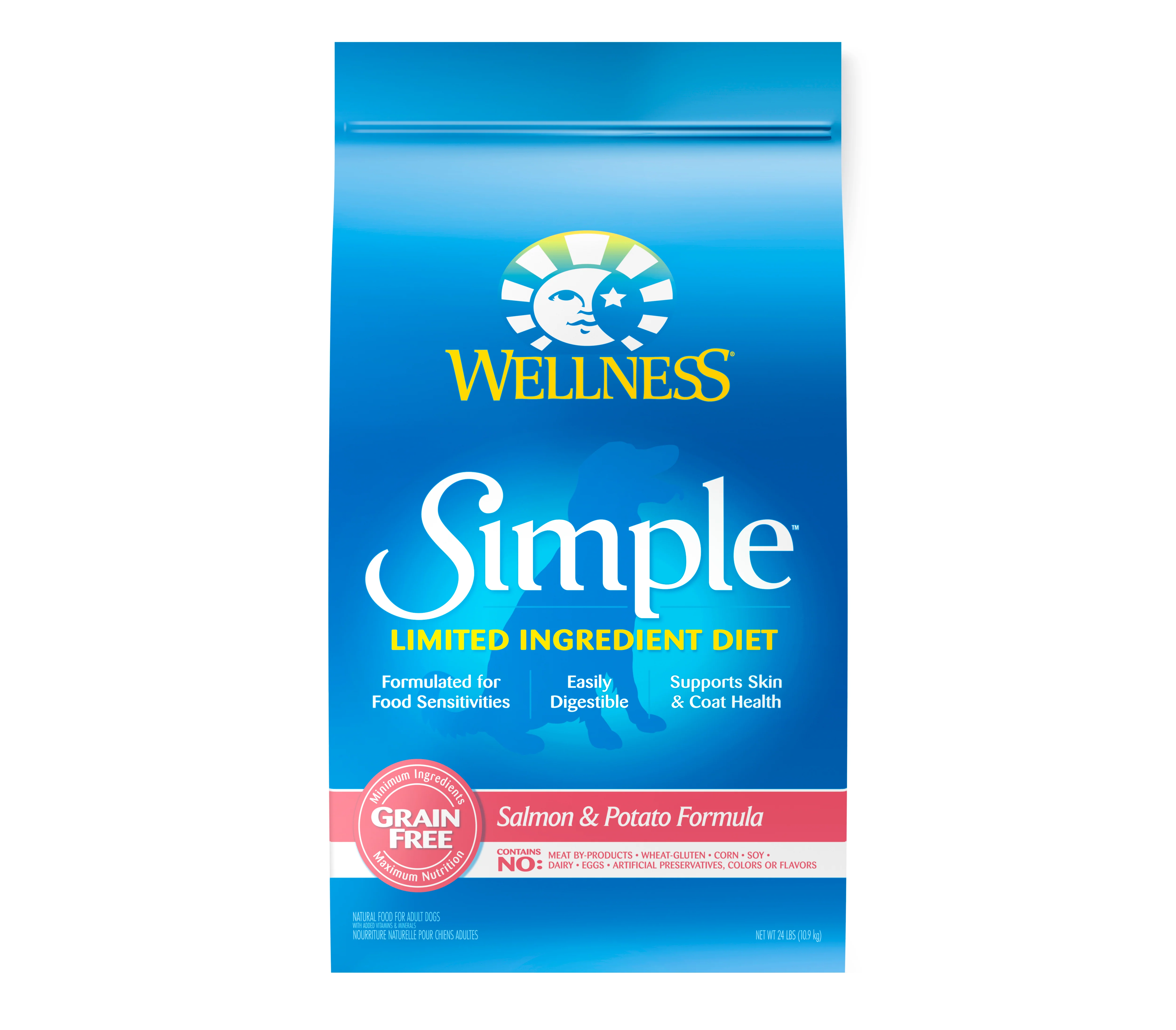 Wellness Simple Natural Grain Free Limited Ingredient Dry Dog Food Salmon and Potato Recipe 24lb Bag - Image 1
