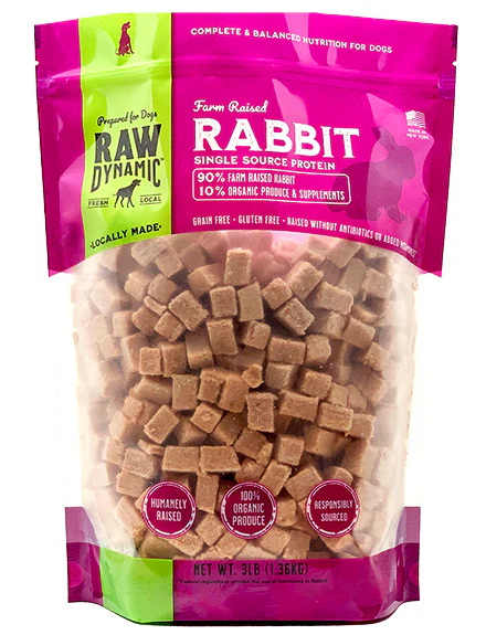 Raw Dynamic Frozen Dog Food Cubes Rabbit 6lb - Image 1