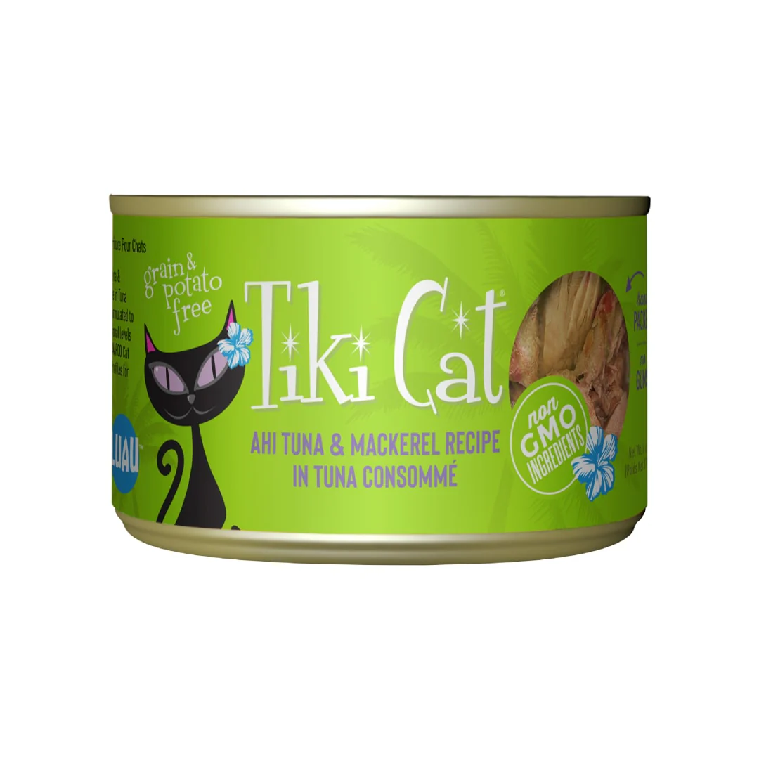 Tiki Cat Luau Wet Cat Food Ahi Tuna & Mackerel 6oz Can - Image 1
