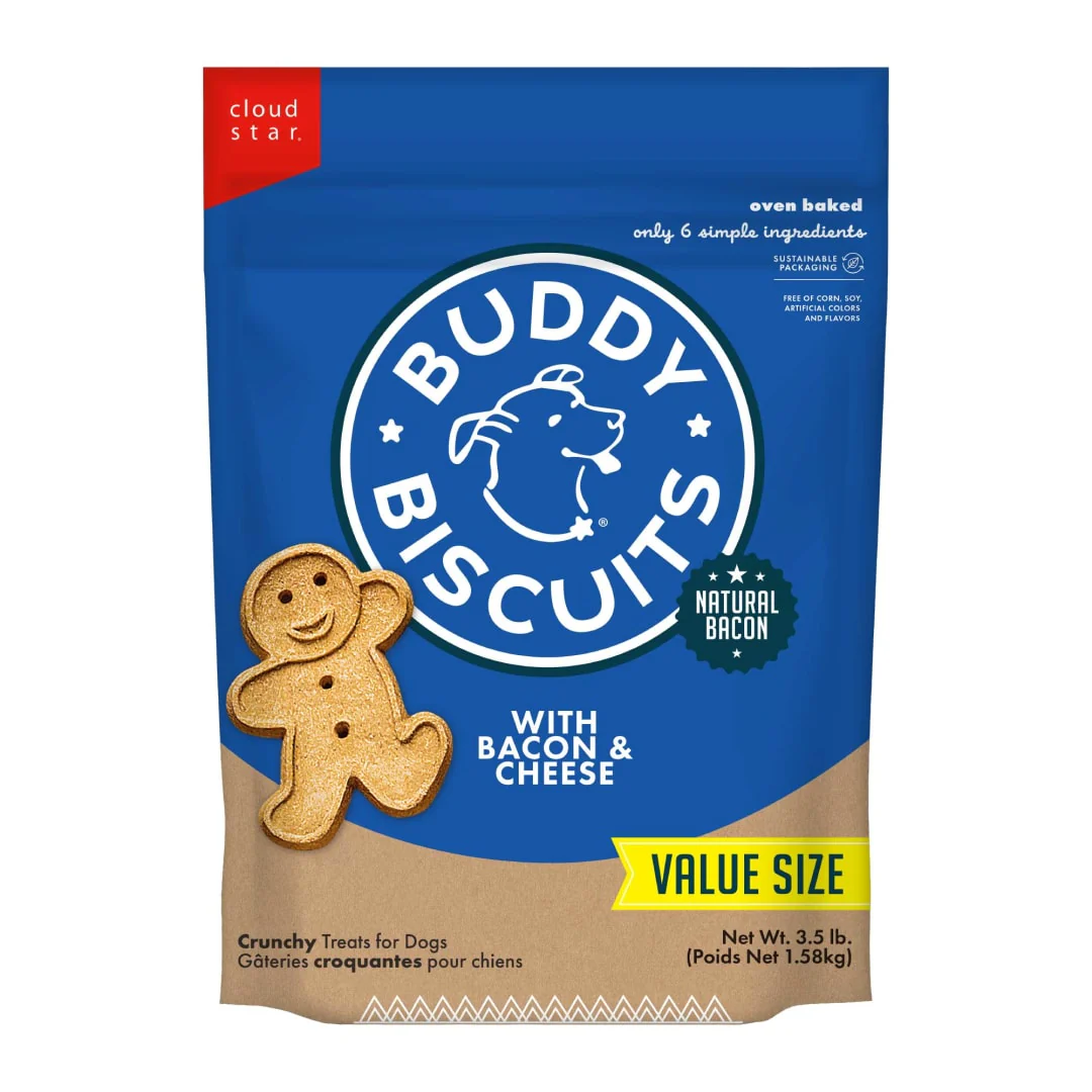 Cloud Star Buddy Biscuits Crunchy Dog Treats, Bacon & Cheese 3.5 lbs. Bag - Image 1