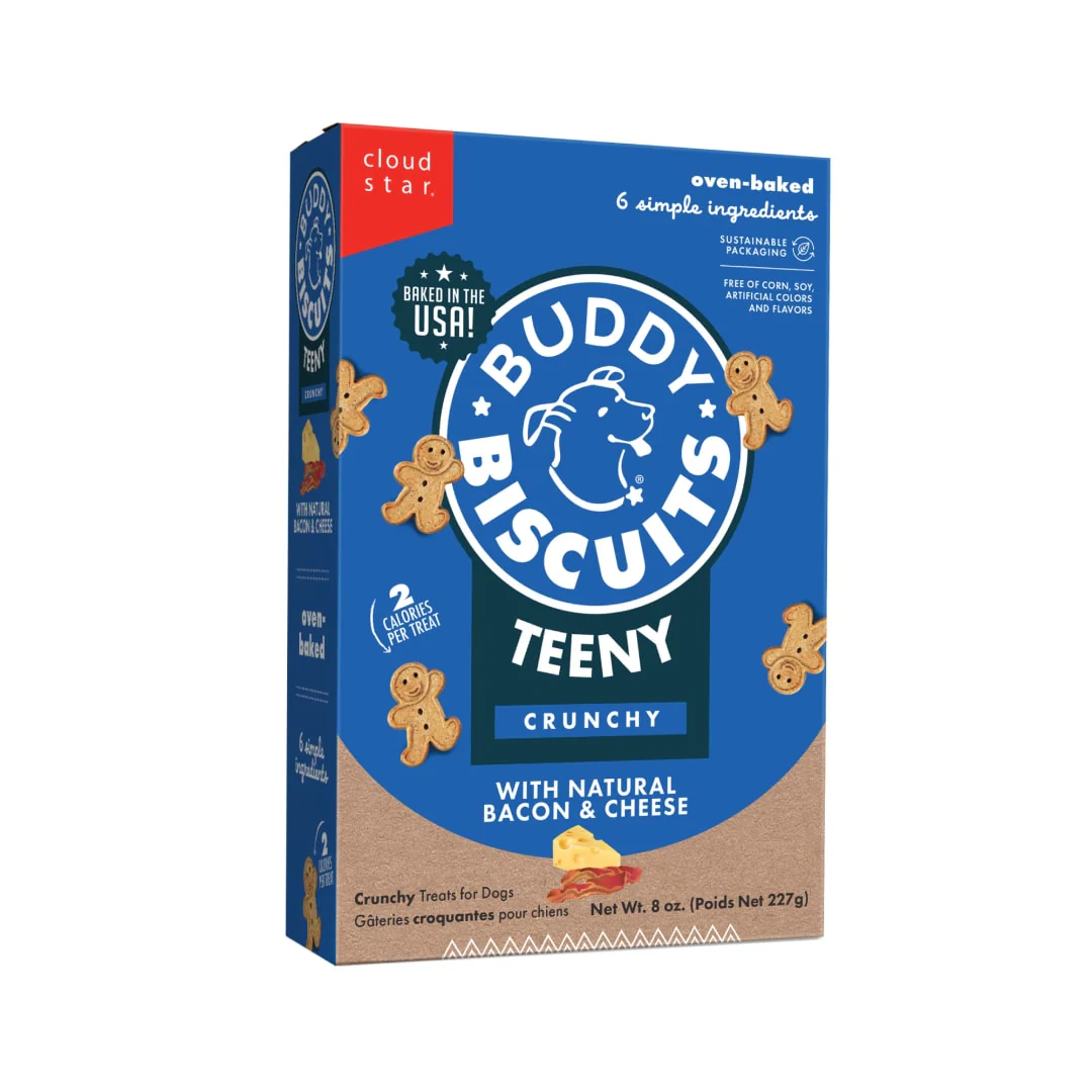 Cloud Star Buddy Biscuits Teeny Crunchy Dog Treats, Bacon & Cheese, 8 oz. Box - Image 1