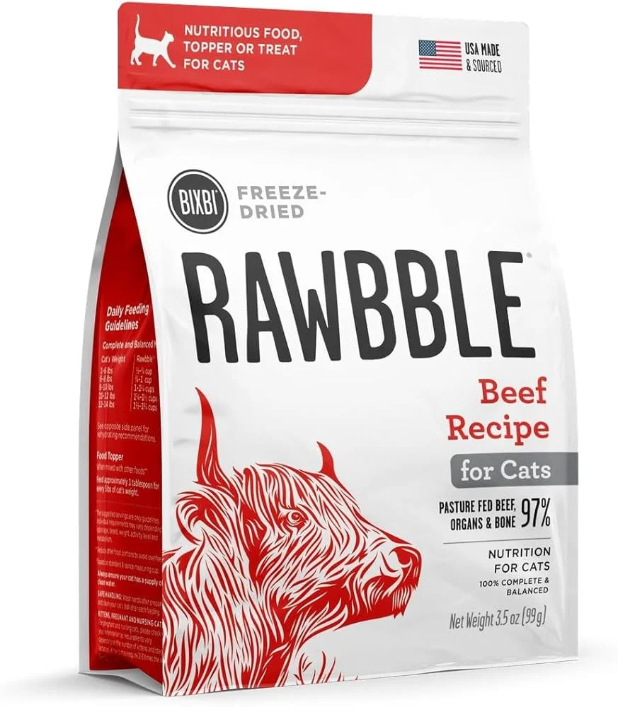 Bixbi Rawbble Freeze-Dried Cat Food 3.5oz Beef - Image 1