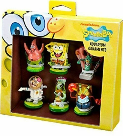 Penn Plax Spongebob Squarepants Mini Aquarium Ornament Set 6pk - Image 1