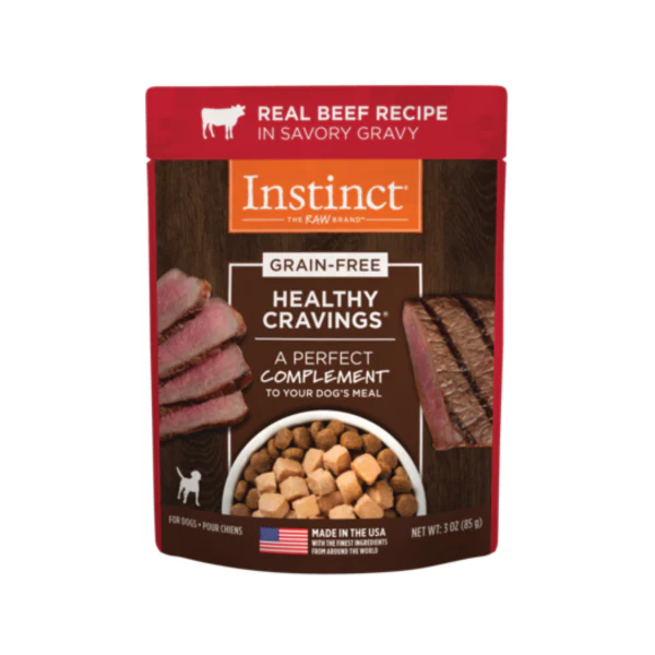 Instinct Healthy Cravings Grain-Free Real Beef Recipe Wet Dog Food Topper 3oz Pouch - Image 1