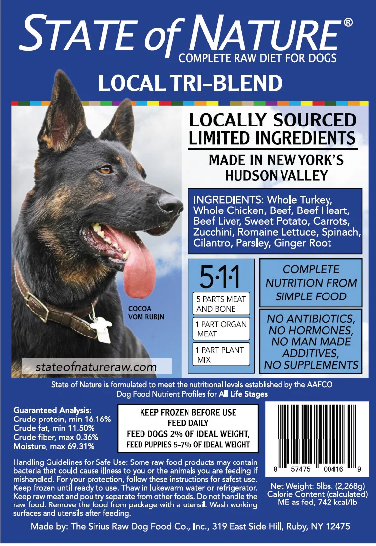 Sirius State of Nature Complete Dog Dinner 5lb Triblend Turkey Chicken Beef - Image 1