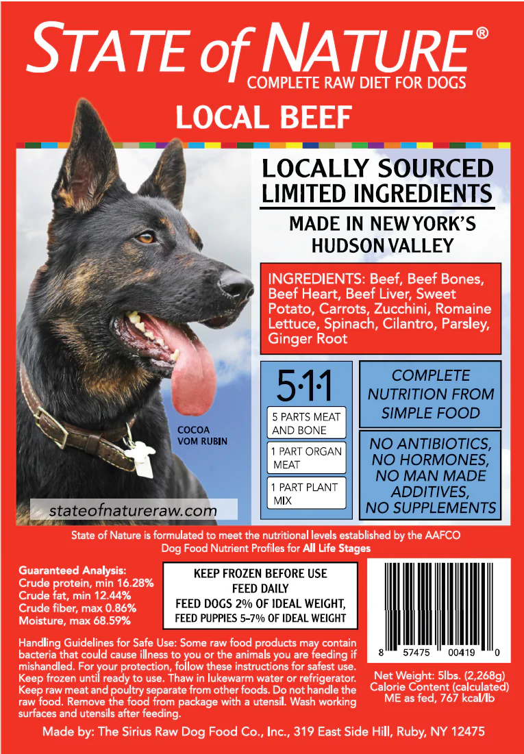 Sirius State of Nature Complete Dog Dinner 5lb Beef - Image 1