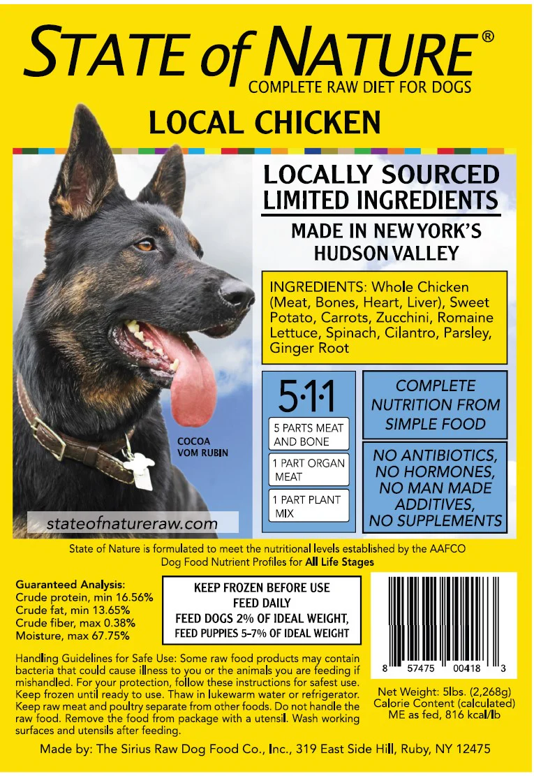 Sirius State of Nature Complete Dog Dinner 5lb Chicken - Image 1