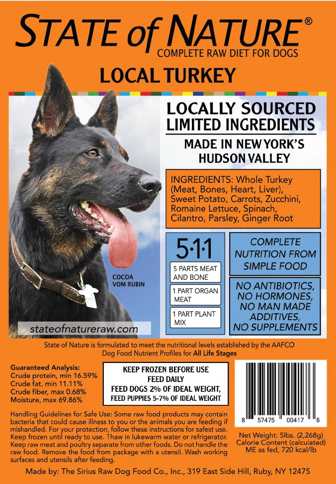 Sirius State of Nature Complete Dog Dinner 5lb Turkey - Image 1