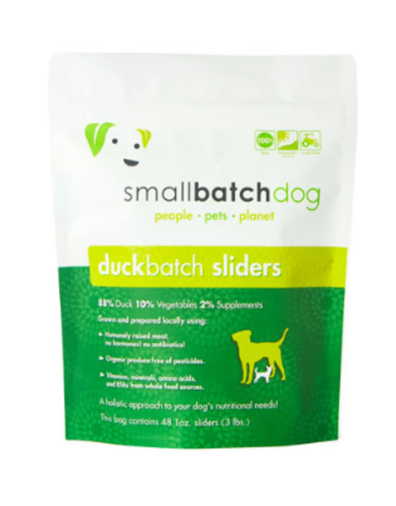 Small Batch Frozen Dog Food 1oz Sliders Duck 3lb - Image 1