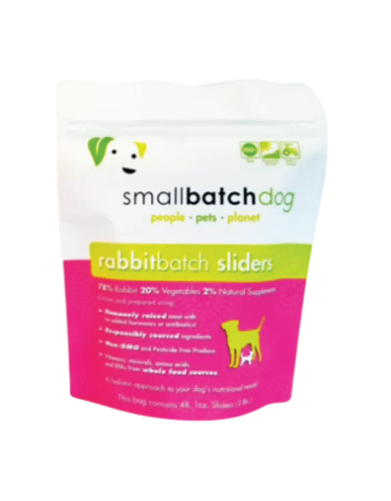 Small Batch Frozen Dog Food 1oz Sliders Rabbit 3lb - Image 1