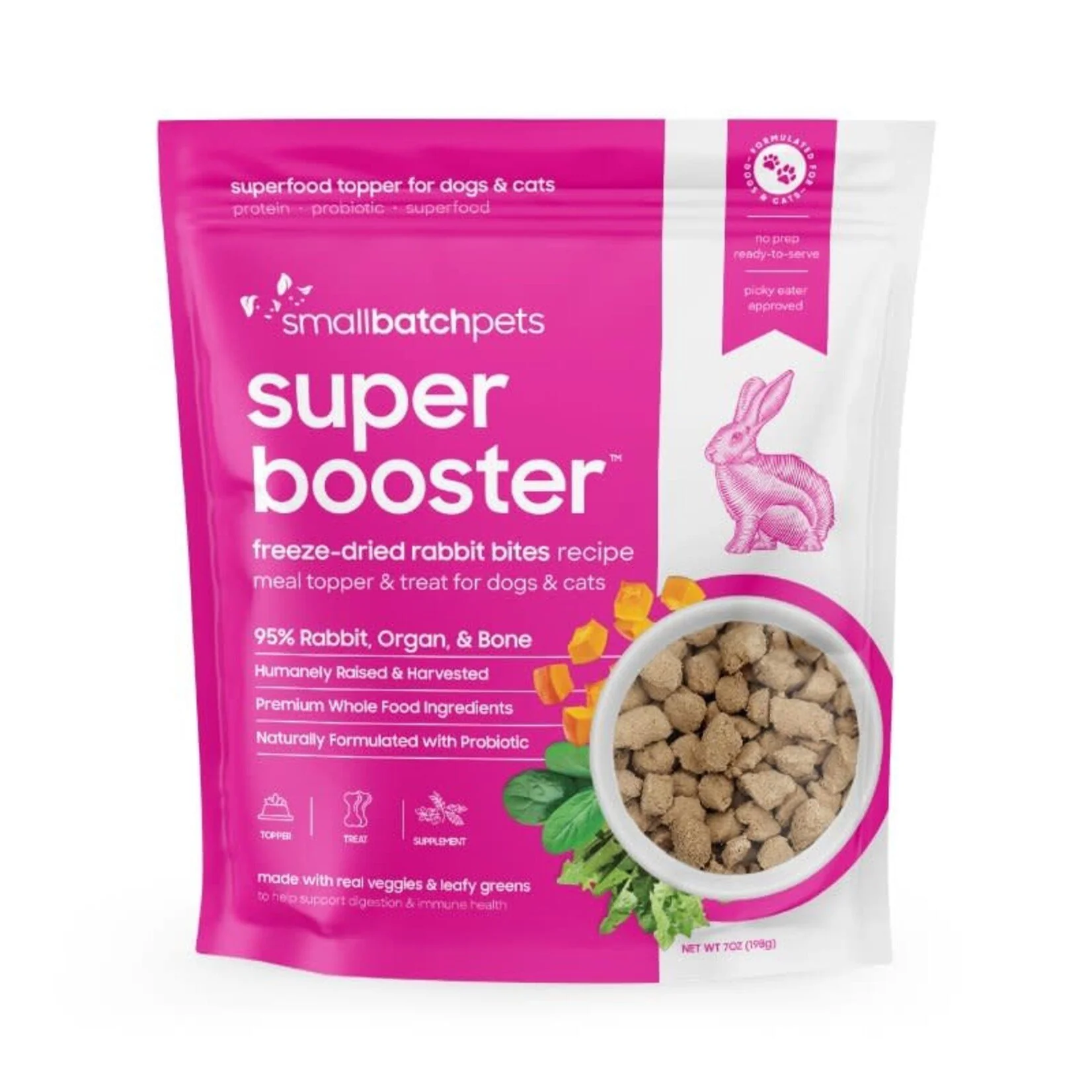 SmallBatch Pets Super Booster Freeze-Dried Rabbit Bites 7oz - Image 1