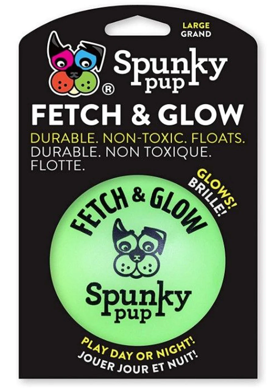 Spunky Pup Fetch and Glow Ball Dog Toy Assorted Colors Large - Image 1