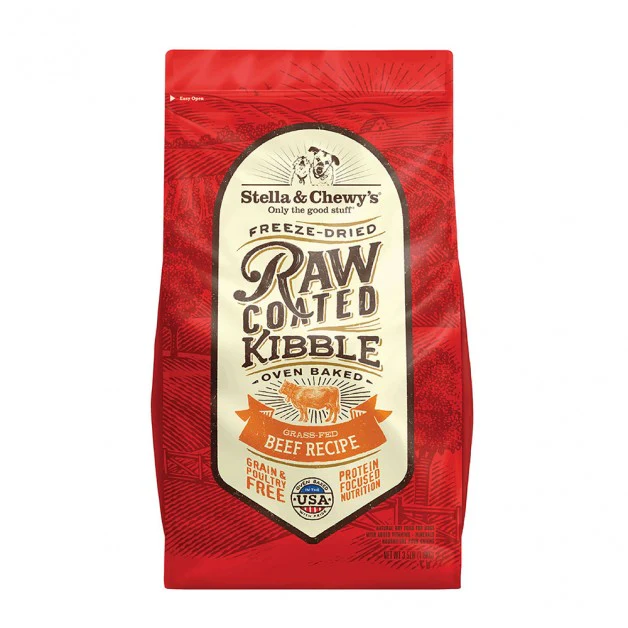 Stella & Chewy’s Raw Coated Kibble Grain-Free Grass-Fed Beef Recipe Dog Food, 10 Lb