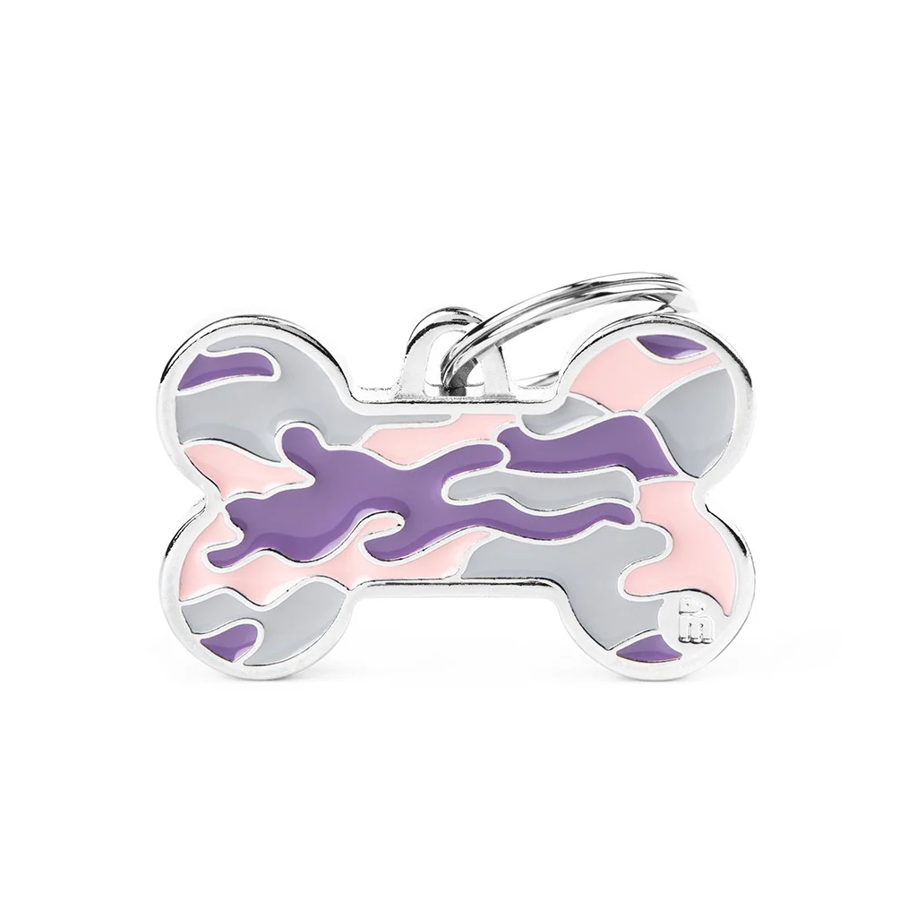 My Family ID Style Camouflage Big Pink Bone ID Tag - Image 1