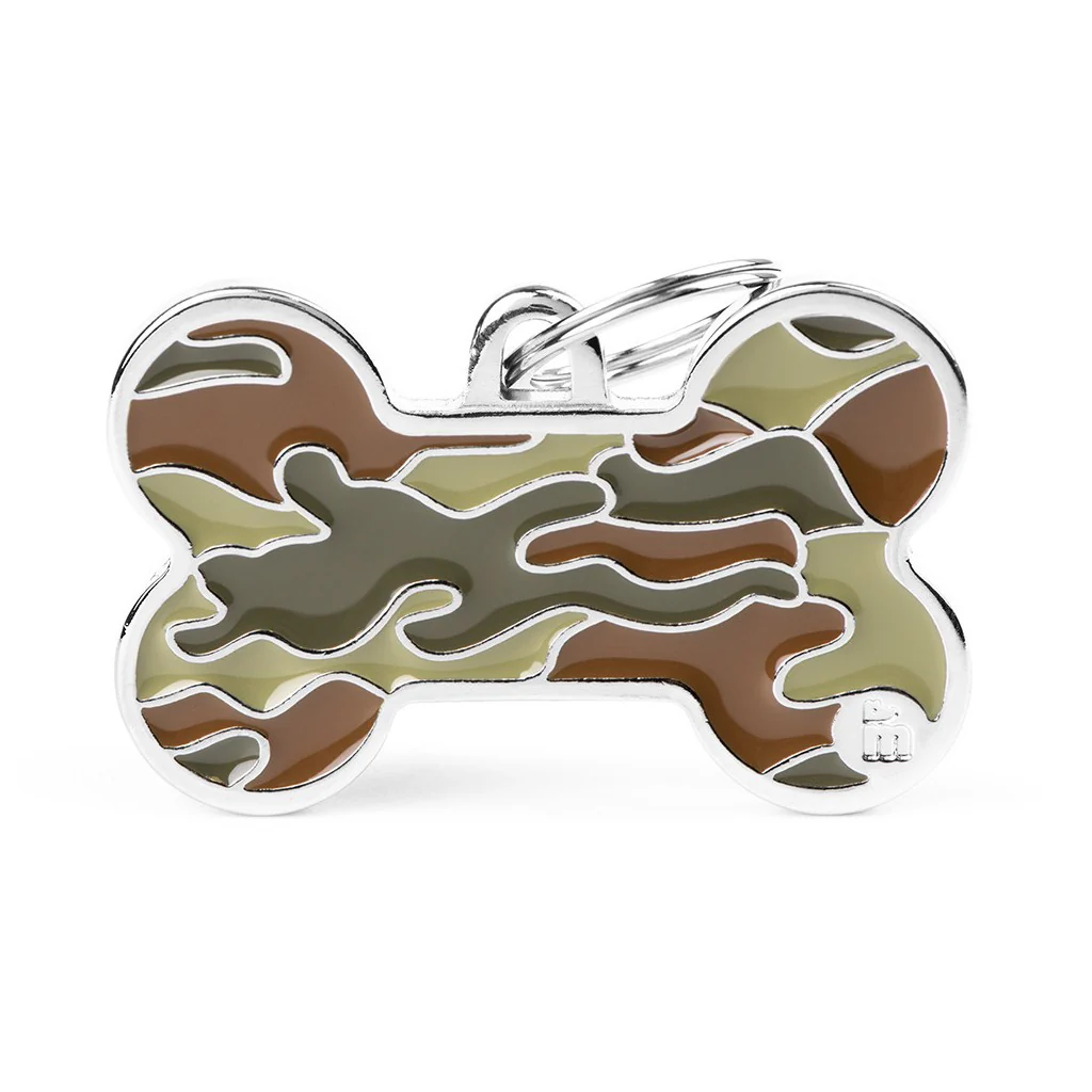My Family ID Style Camouflage XL Green Bone ID Tag - Image 1