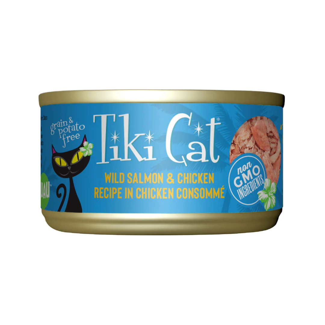 Tiki Cat Luau Wet Cat Food Wild Salmon & Chicken 2.8oz Can - Image 1