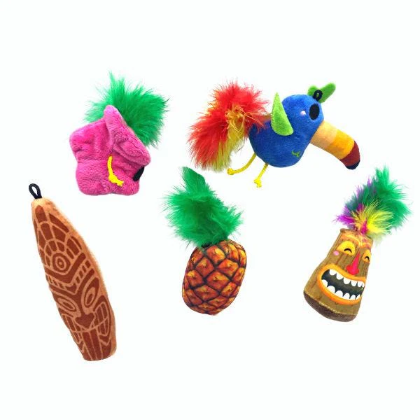 Fabcat Plush Cat toy with Catnip Tiki Single Assorted - Image 1