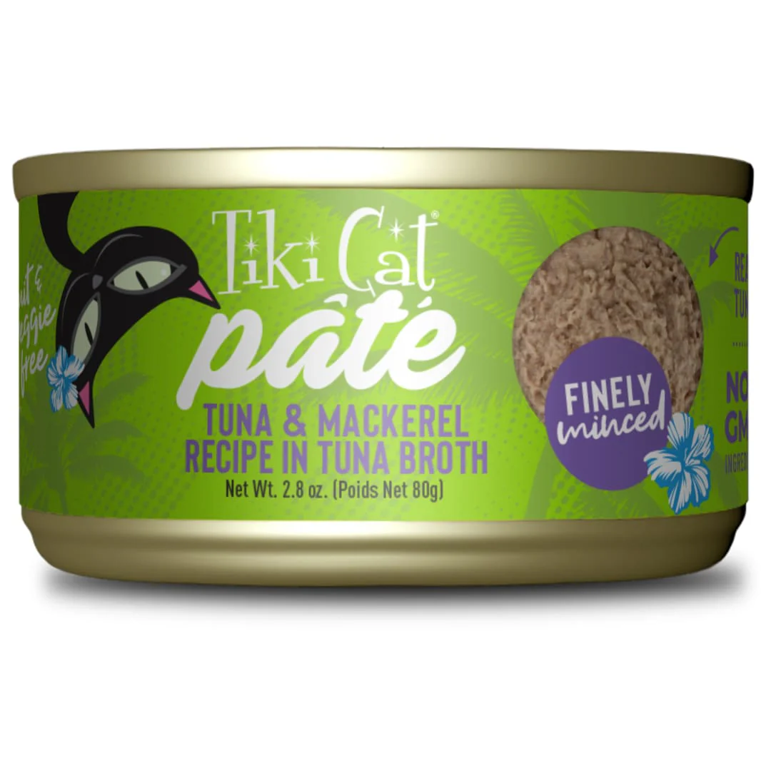 Tiki Cat Luau Pâté Wet Cat Food, Tuna & Mackerel, 2.8 oz. Can - Image 1
