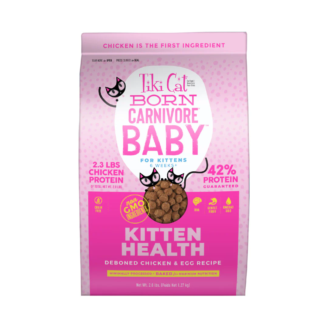 Tiki Cat Born Carnivore Baby Dry Kitten Food Chicken & Egg 2.8lb - Image 1