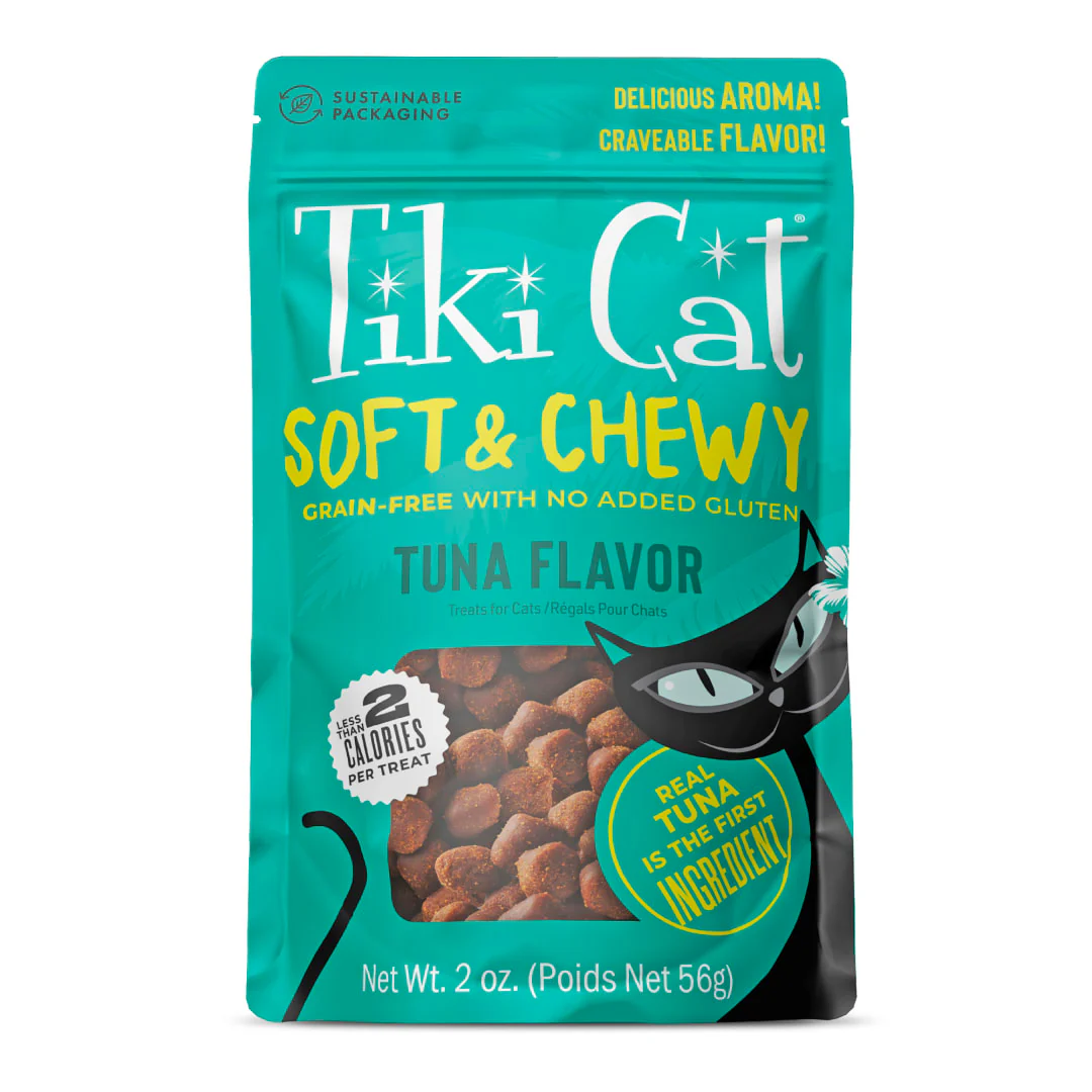 Tiki Cat Soft & Chewy Grain Free Dry Cat Treats Tuna 2oz Pouch - Image 1