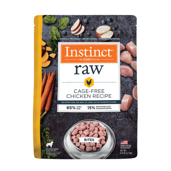 Instinct Frozen Raw Bites Grain-Free Cage-Free Chicken Recipe Dog Food 6lb Bag - Image 1