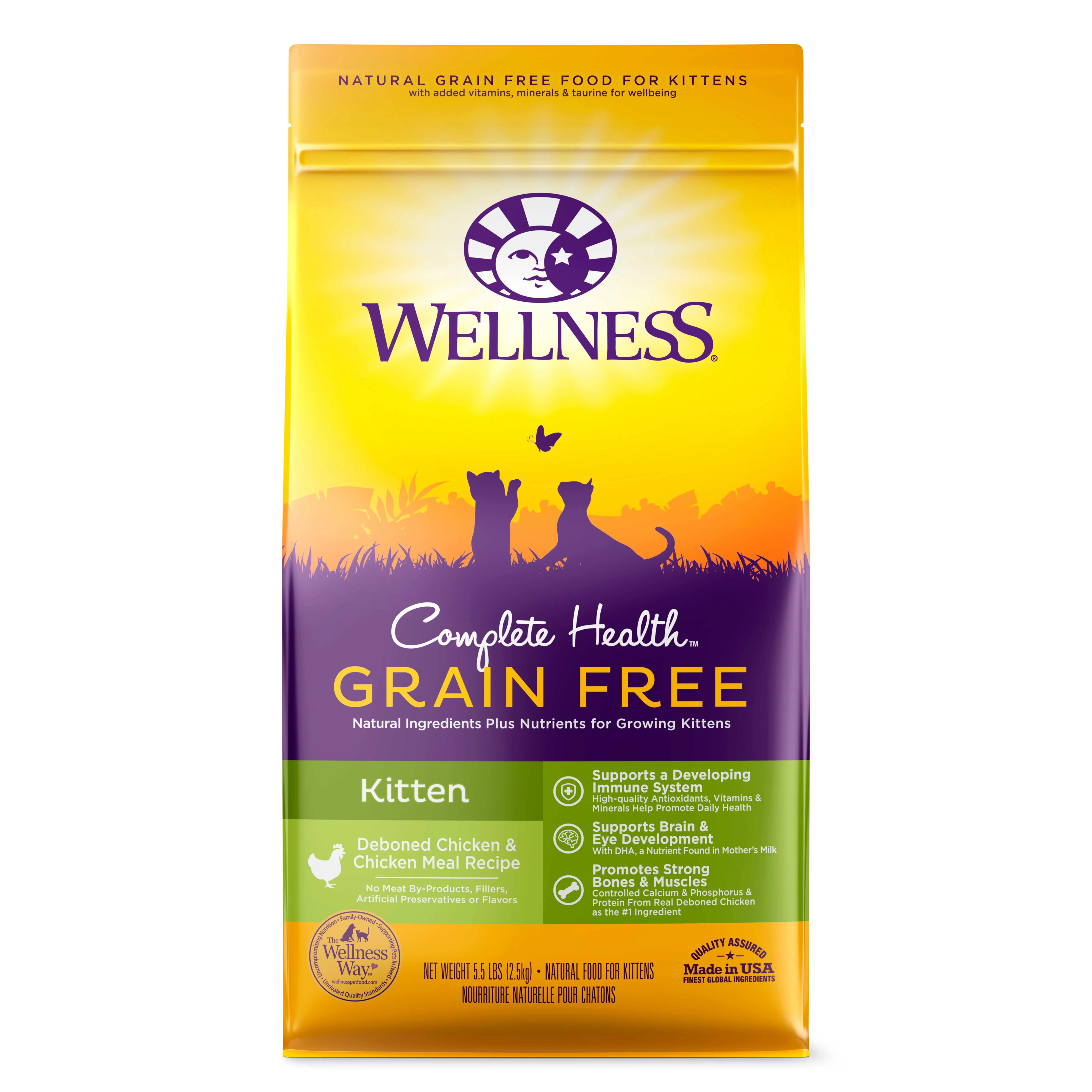 Wellness Complete Health Natural Grain Free Deboned Chicken & Chicken Meal Dry Kitten Food 5.5lb Bag - Image 1