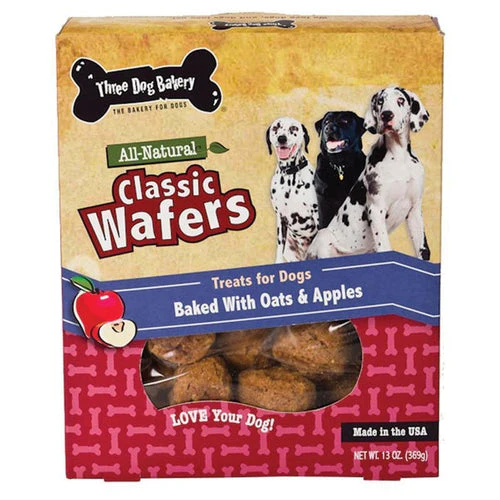 Three Dog Bakery Classic Wafers Apple Oatmeal 13oz - Image 1