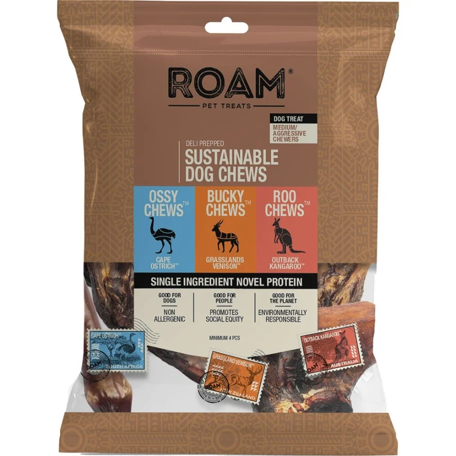 Roam Ossy Chews Medium Exotic Protein Sampler 4pk - Image 1