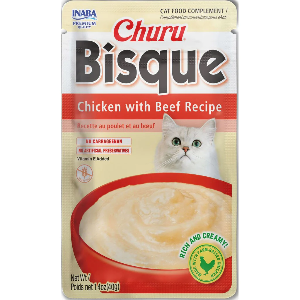 Inaba Churu Bisque Cat Food 1.4oz Beef Chicken Pouch - Image 1