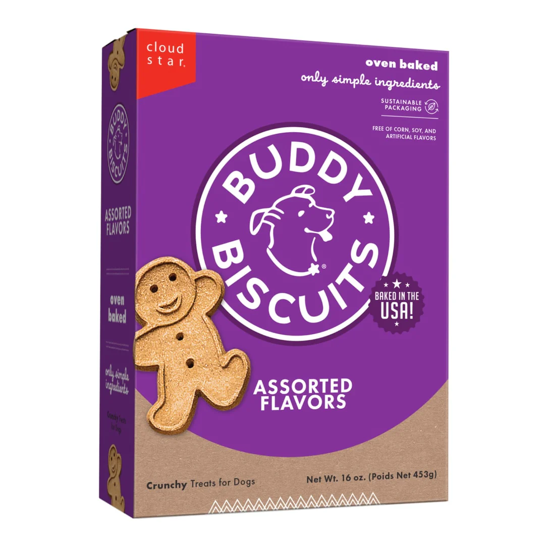 Buddy Biscuits Crunchy Dog Treats Assorted Flavors 16oz Box - Image 1