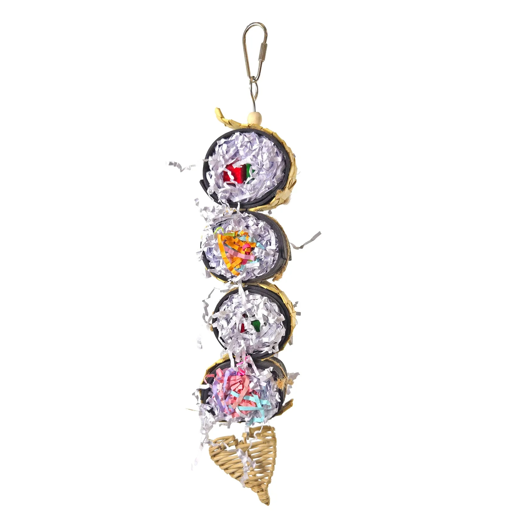 A & E Cages Happy Beaks Cali Roll Sushi Stack Hanging Bird Toy